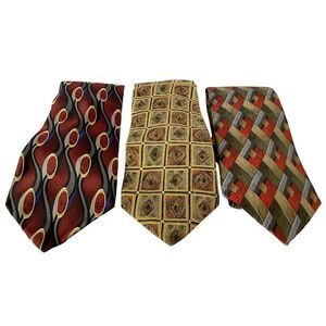 Mens 100% Silk Ties Cocktail Collection Colors Lot of 3